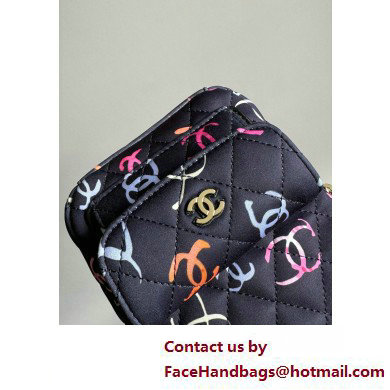 Chanel Printed Fabric  &  Gold-Tone Metal Black  &  Multicolor Classic Mini Backpack AP3753 2025